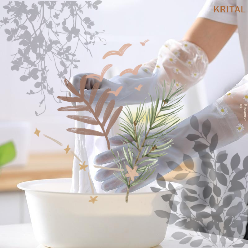 Rubber Glove Cleaning - قفازات تنظيف منزلية مقاومة للماء بنمط