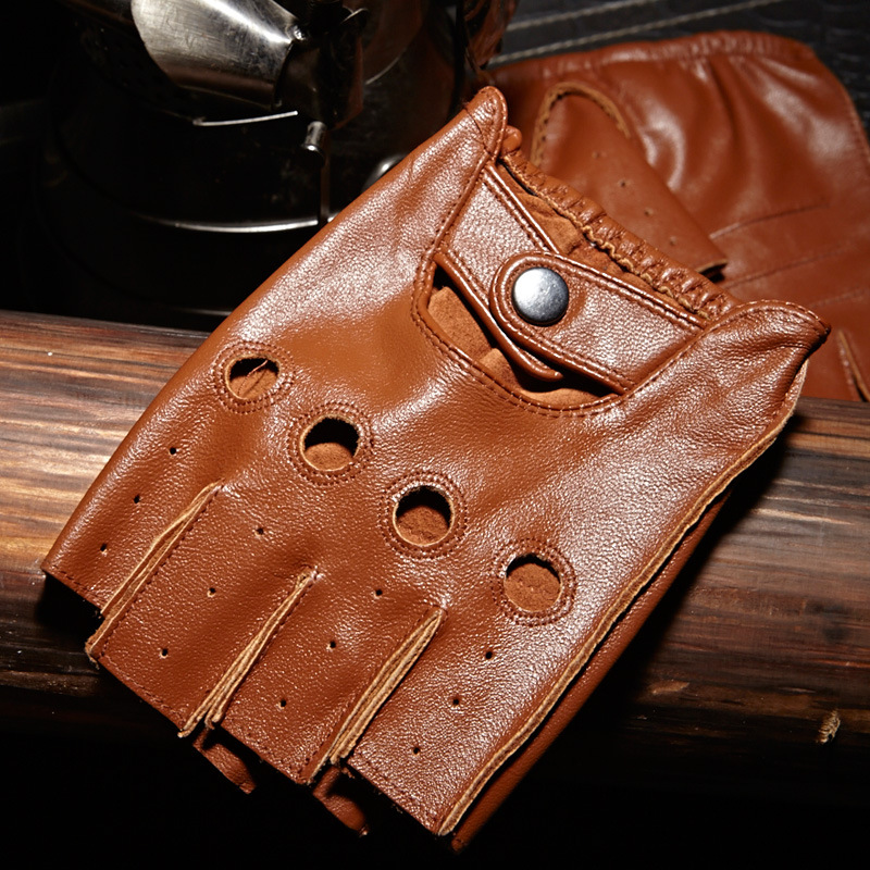 Leather Driving Glove - عالية الجودة رجل نصف اصبع قفازات