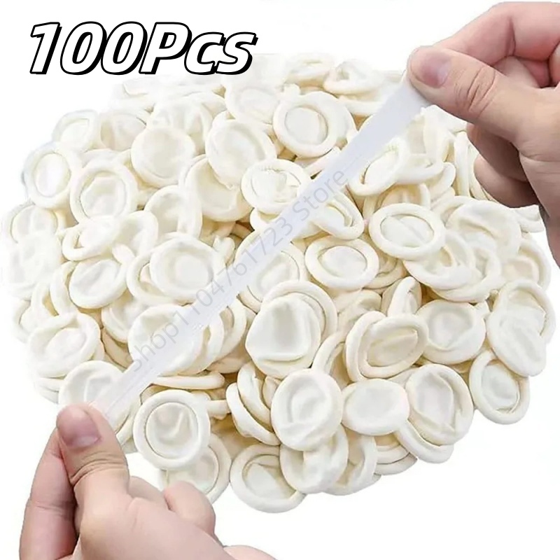 Latex Disposable Glove - 100 قطعة من أغطية الأصابع المطاطية