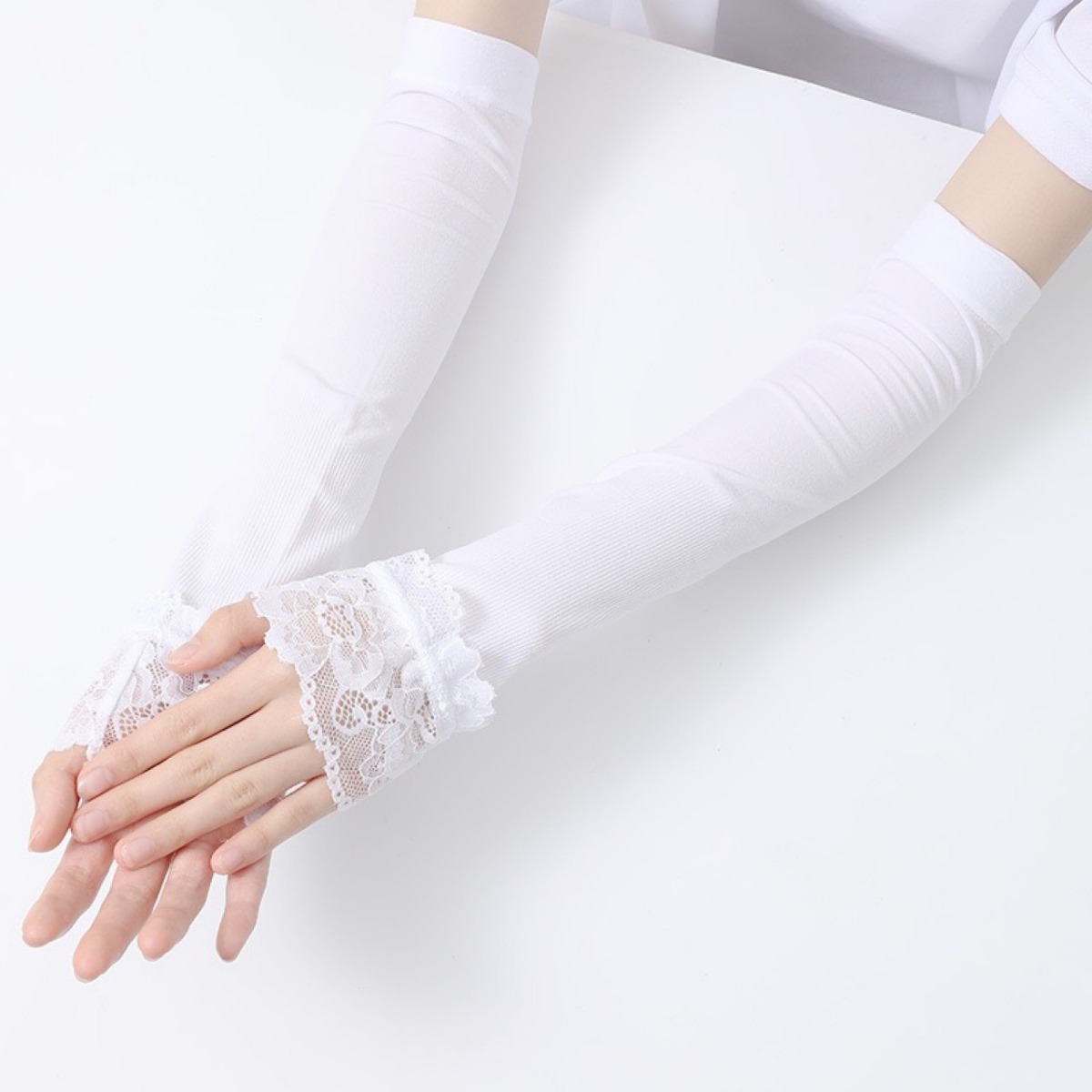 Fingerless Glove Knit - قفازات نسائية طويلة مرنة بدون أصابع