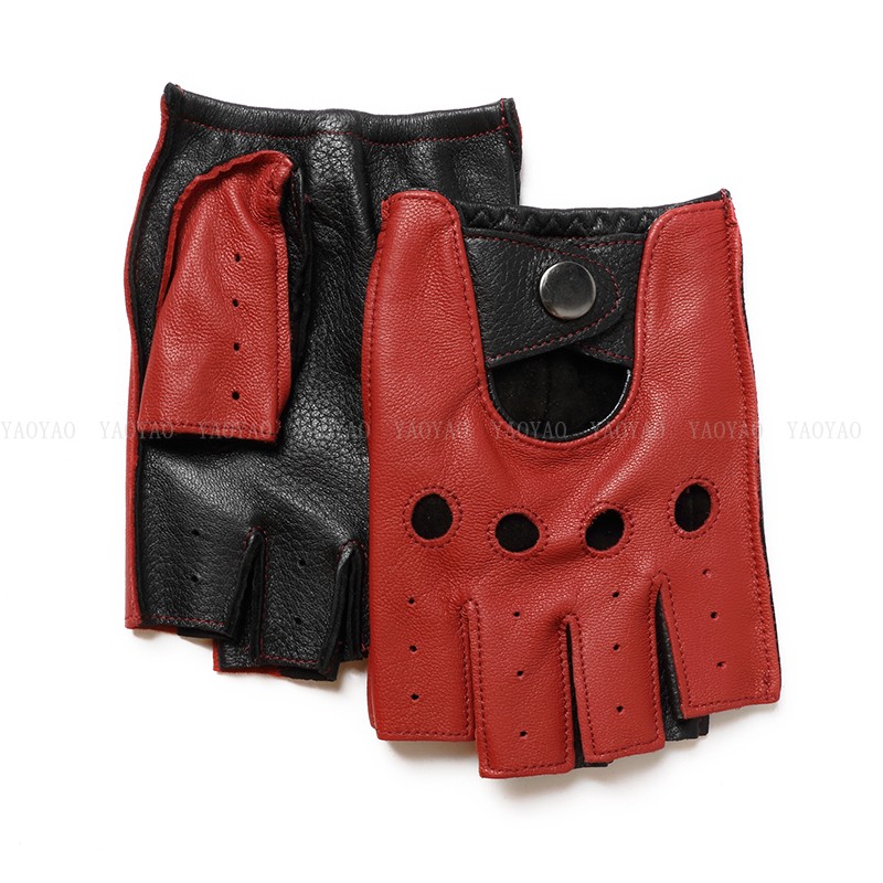 Leather Driving Glove - قفازات رجالية ربيعية نصف إصبع من