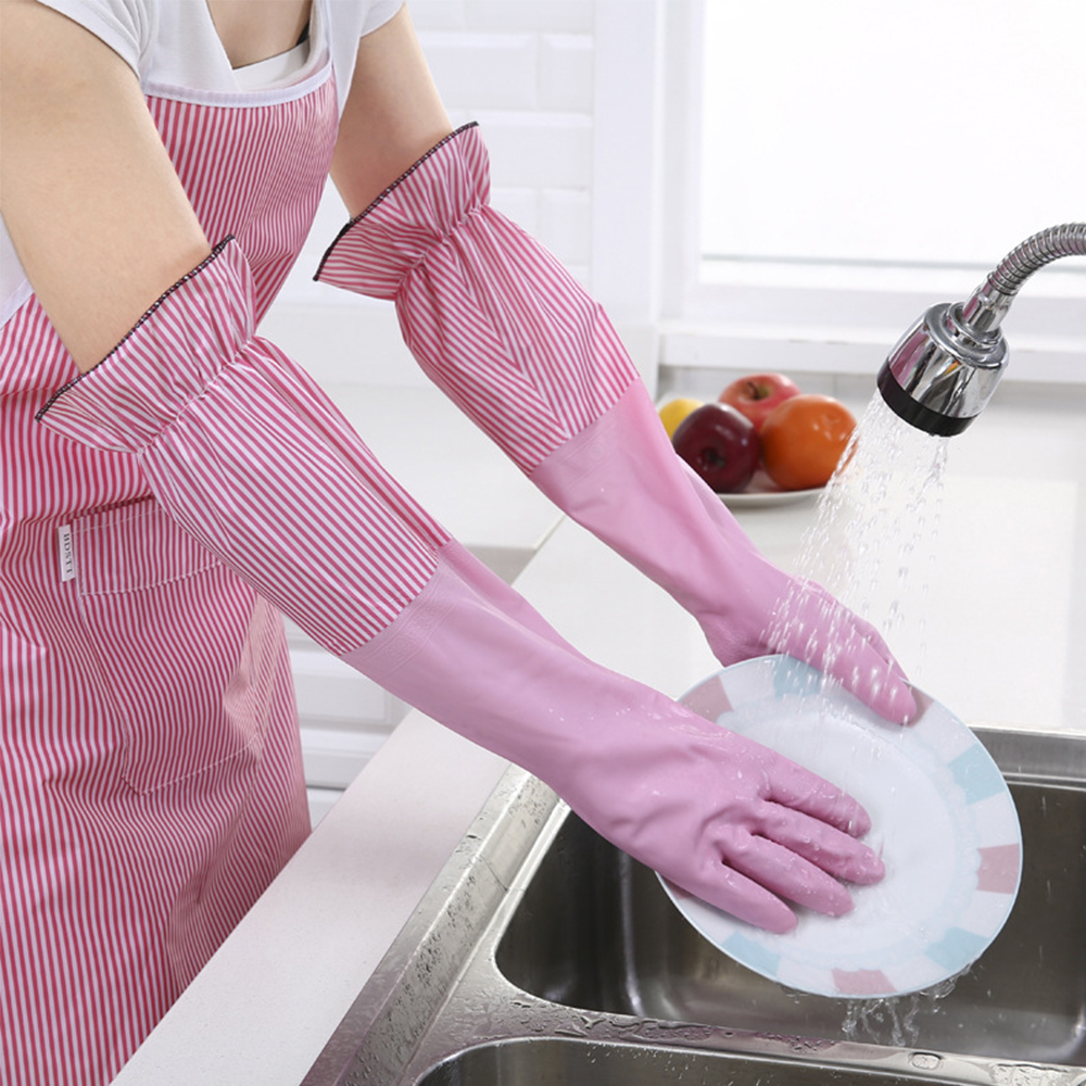 Dish Glove Rubber - قفازات مطبخ مطاطية طويلة الأكمام مقاومة