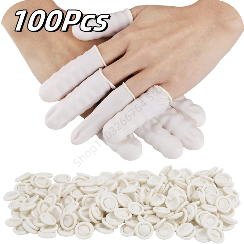 Latex Disposable Glove - 100 قطعة قفازات حماية لأطراف الأصابع