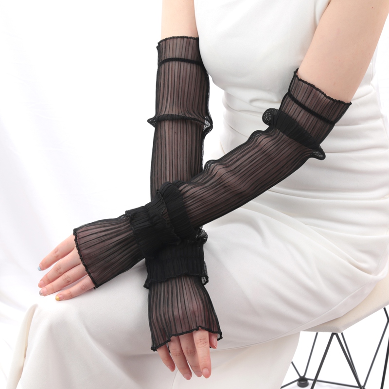 Fingerless Glove Knit - 1 زوج الحرير الجليد طويلة الأكمام
