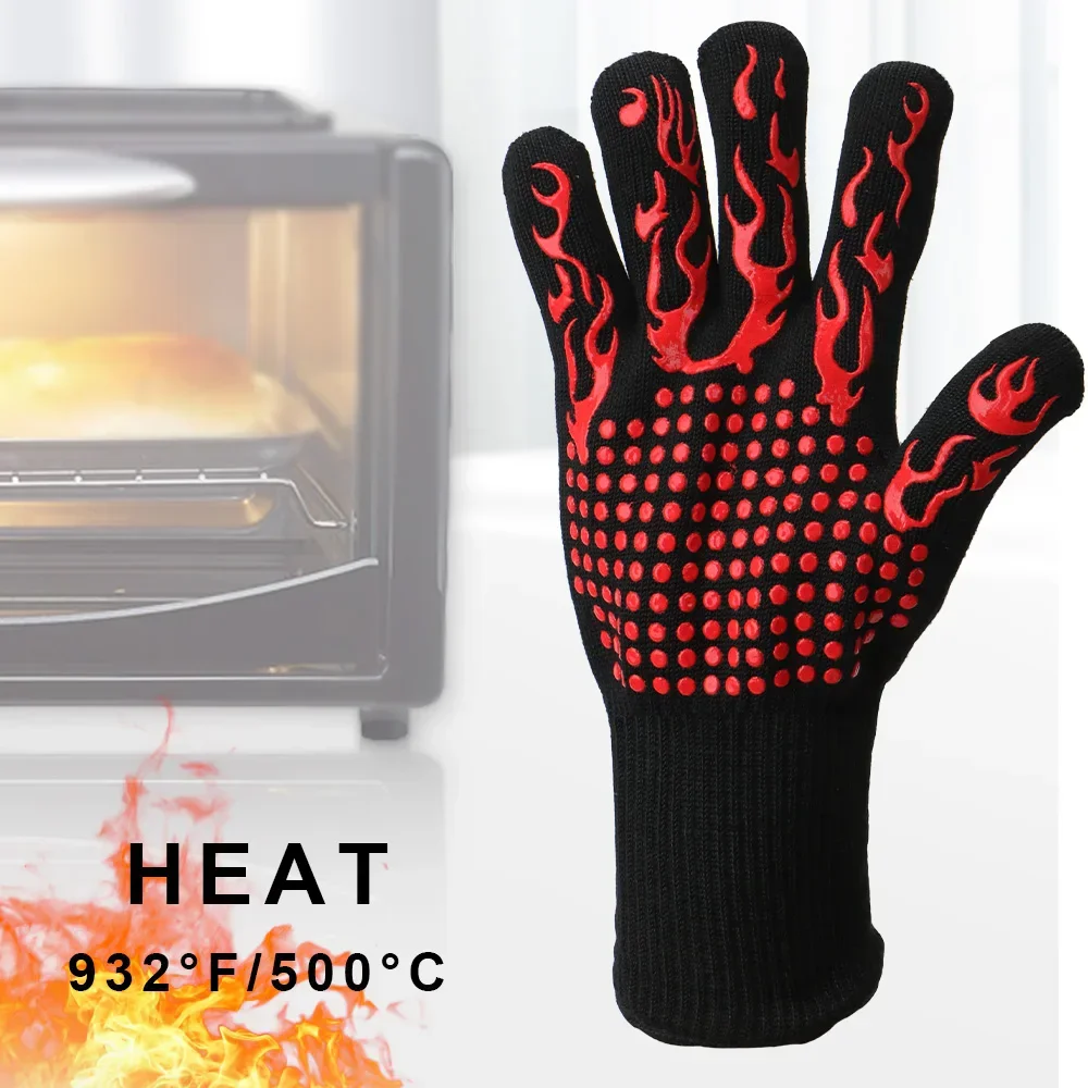 Oven Mitt Silicone - لهب عدم الانزلاق شواء قفازات النار
