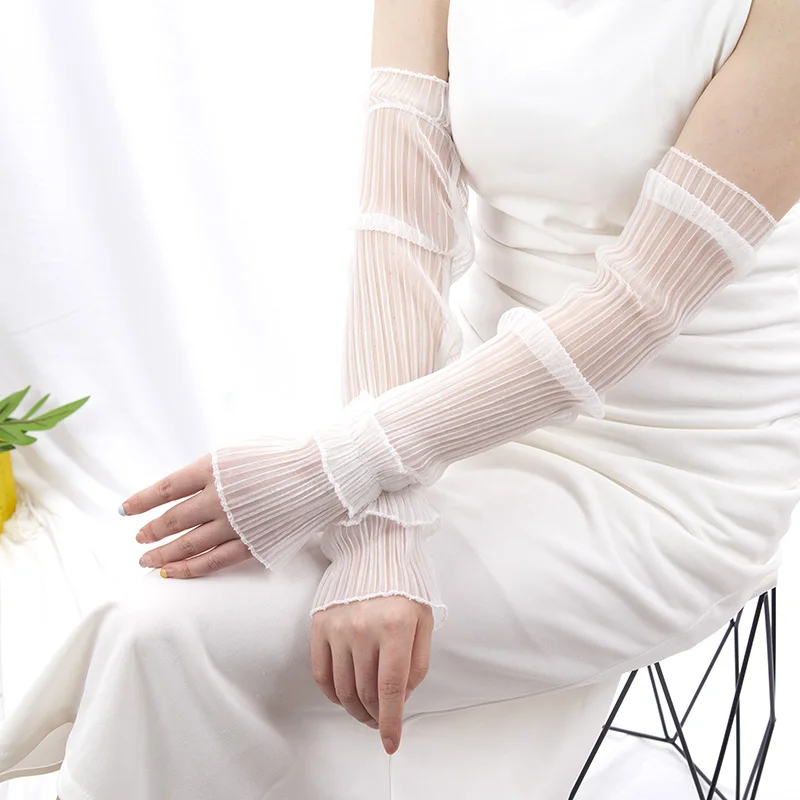 Fingerless Glove Knit - قفازات صيفية طويلة بدون أصابع للنساء
