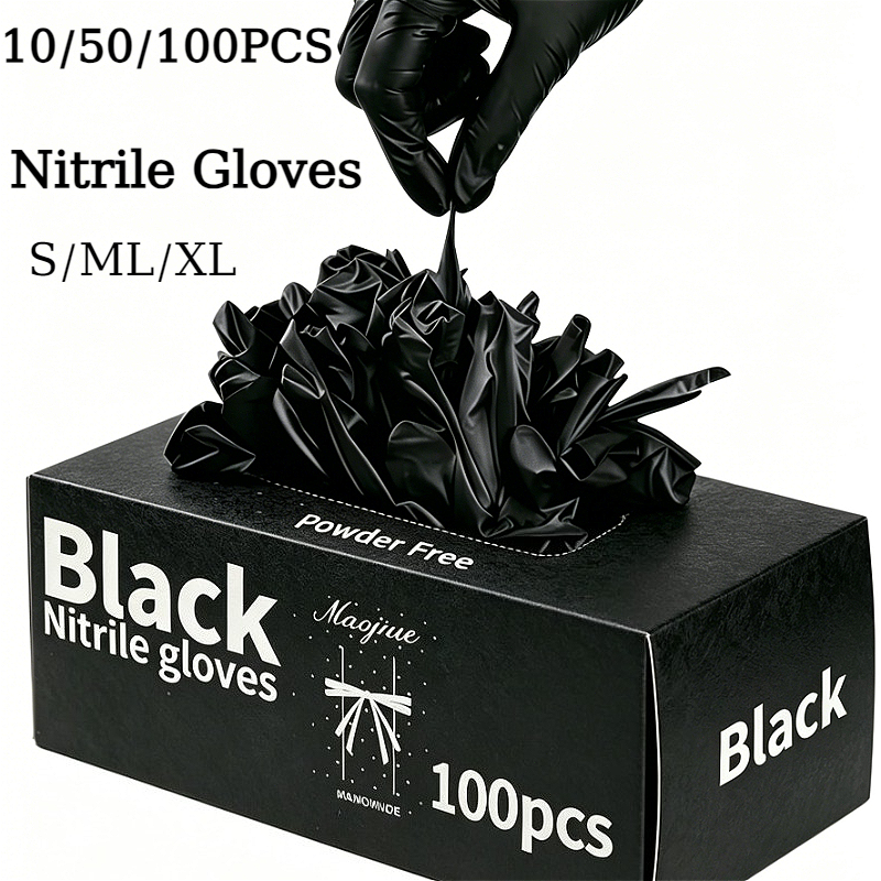 Nitrile Mechanic Glove - 10/50/100 قطعة قفازات نتريل سوداء للاستخدام