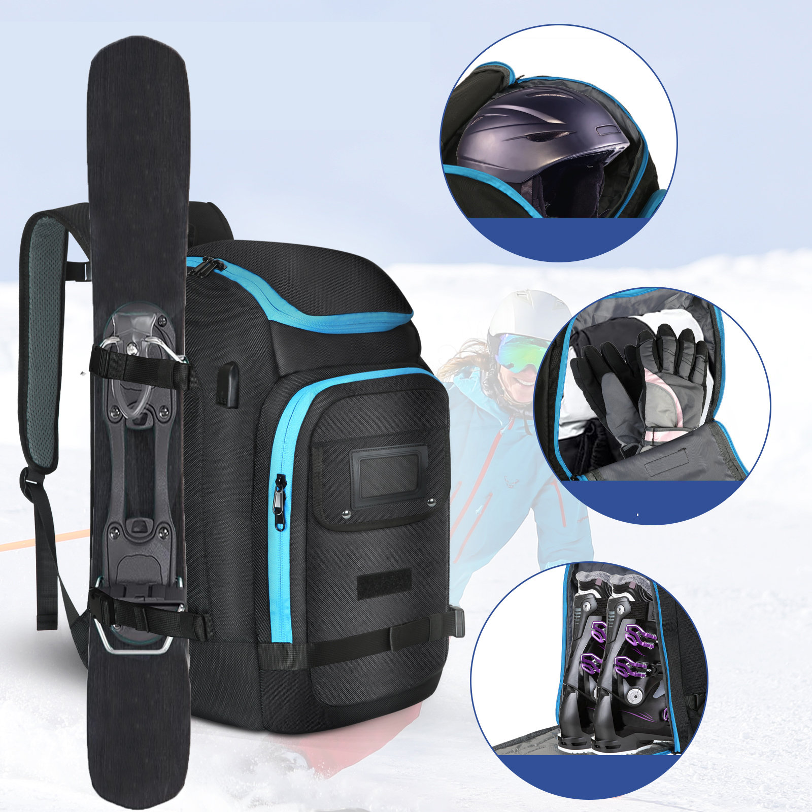 Ski Glove Waterproof - حقيبة ظهر كبيرة السعة لأحذية التزلج