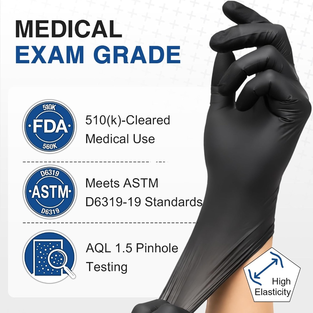 قفازات نيتريل سوداء للاستخدام  - مراجعة Exam Glove Nitrile وسعره
