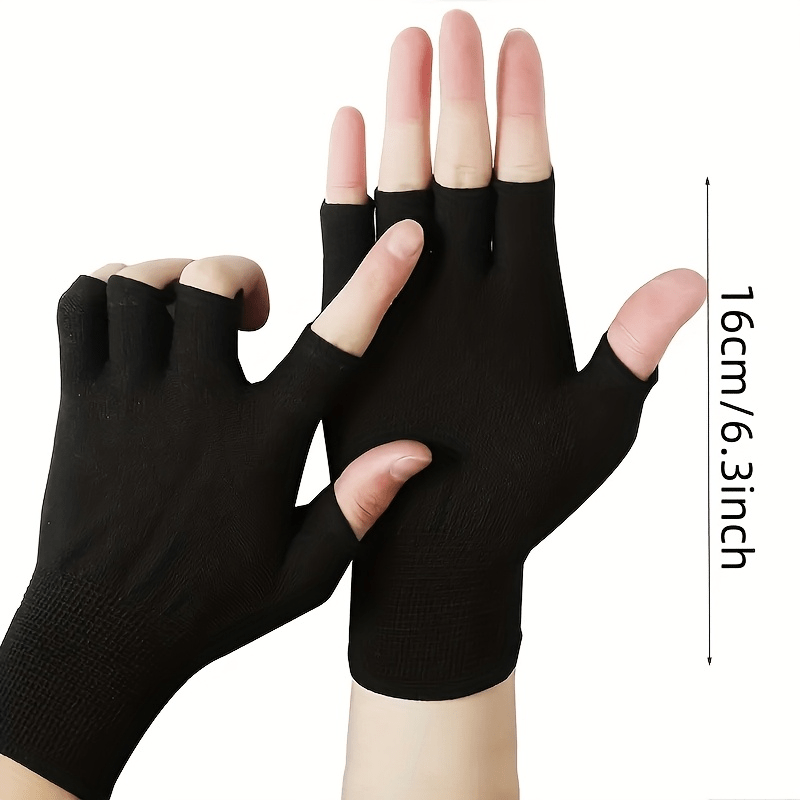 قفازات سوداء محبوكة نصف إصبع،  - مراجعة Fingerless Glove Knit وسعره