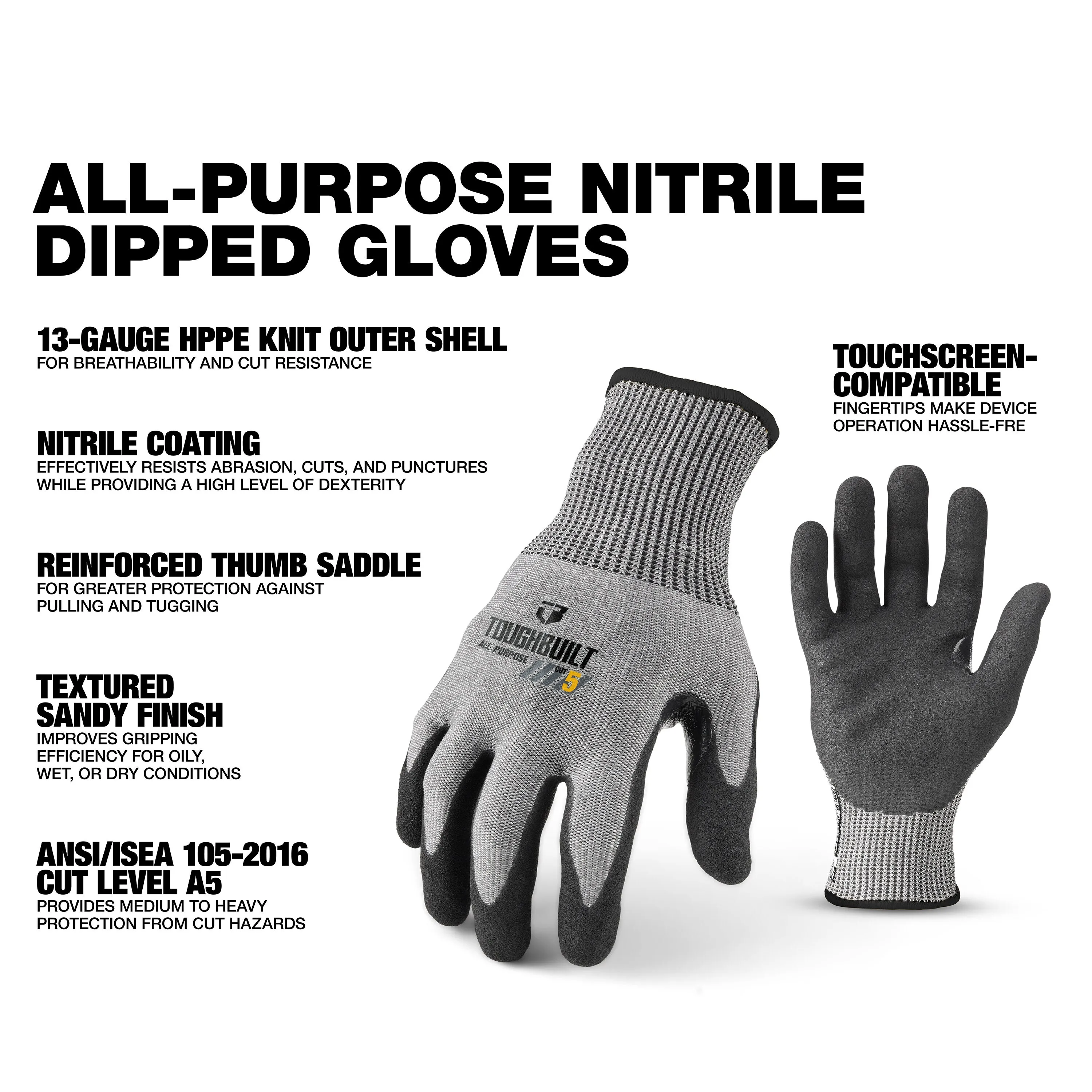 TOUGHBUILT TB-P2-112-5-L النتر - مراجعة Nitrile Mechanic Glove وسعره