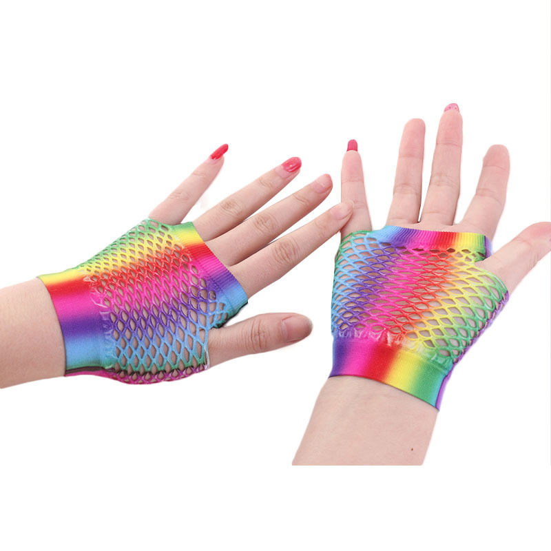 السيدات مثير قوس قزح اللون قصي - مراجعة Fingerless Glove Knit وسعره