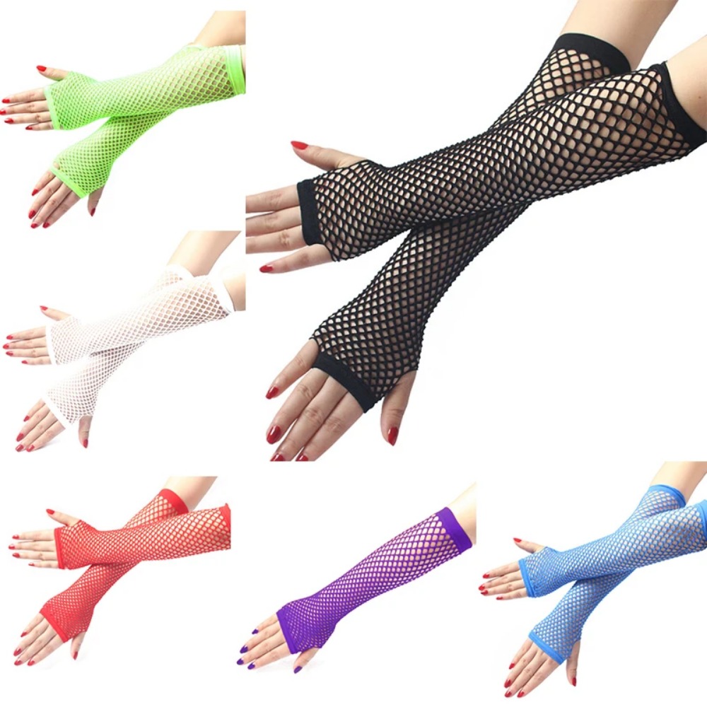 قفازات نسائية طويلة شبكية نيون - مراجعة Fingerless Glove Knit وسعره