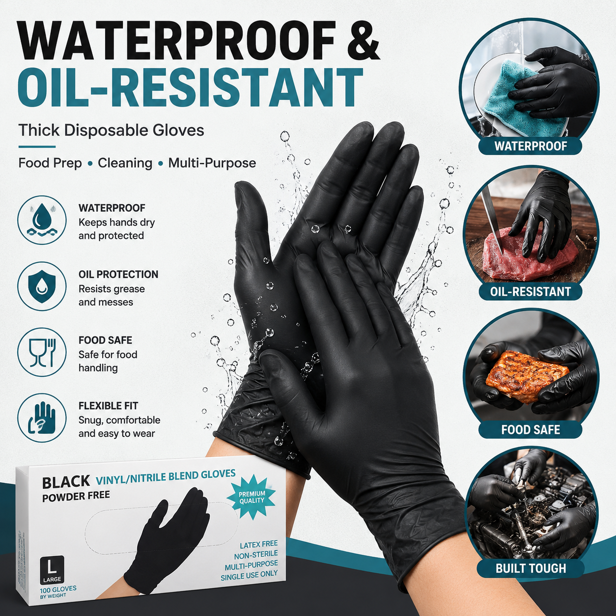 قفازات نتريل سوداء للاستخدام م - مراجعة Exam Glove Nitrile وسعره