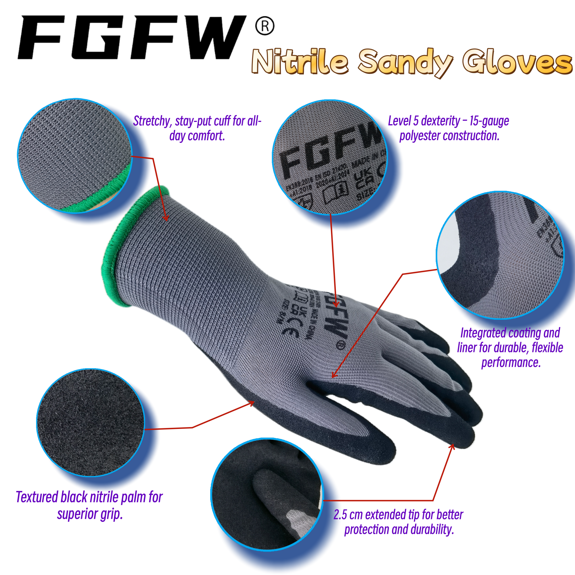 قفازات عمل رمادية من النتريل م - مراجعة Nitrile Mechanic Glove وسعره