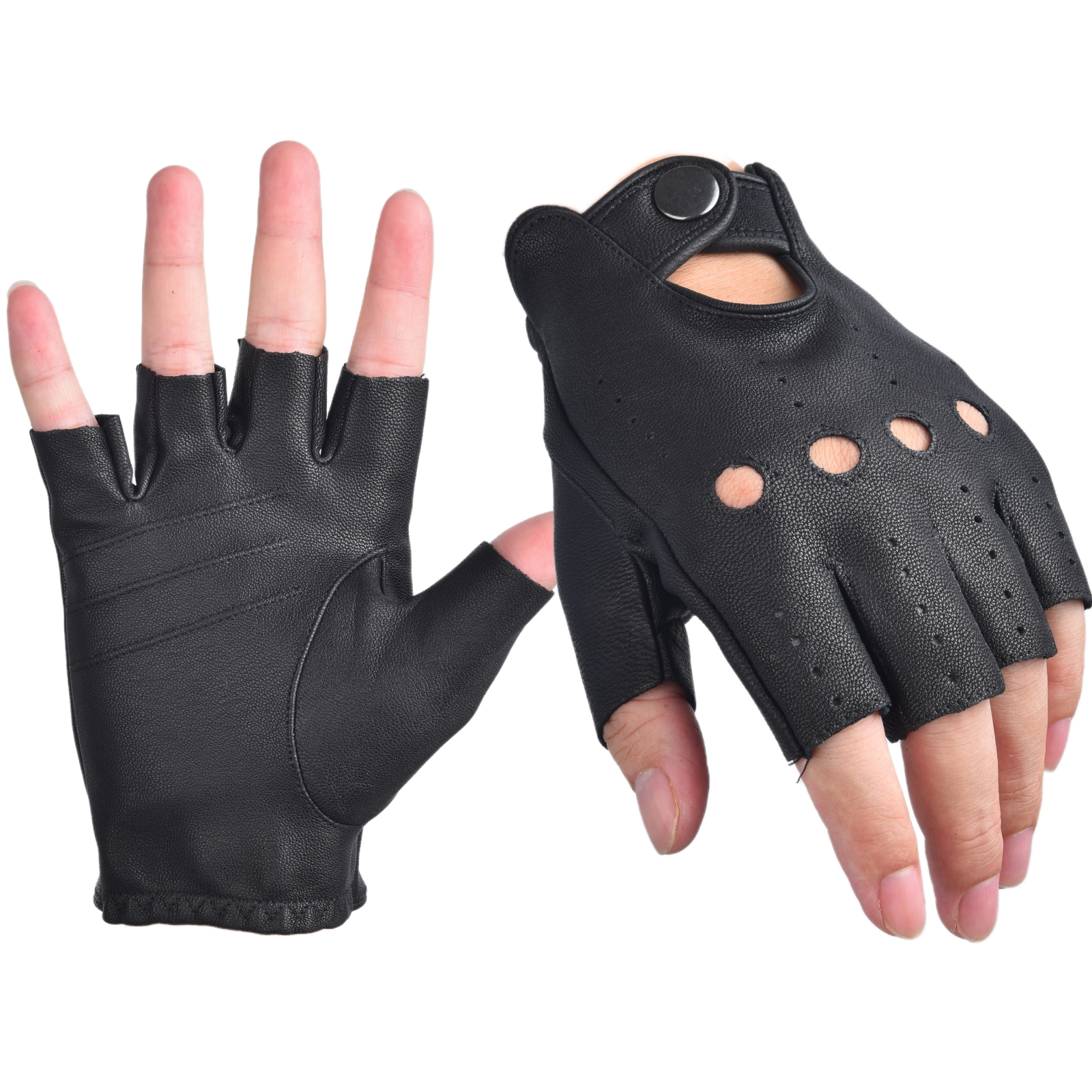 قفازات رجالي بدون أصابع نصف اص - مراجعة Leather Driving Glove وسعره